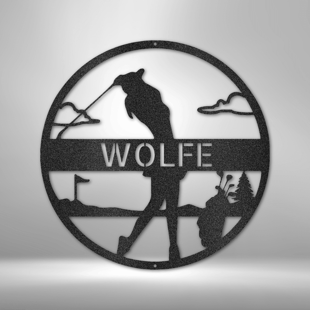 Female Golfer Monogram - Steel Sign - Mach Crafts