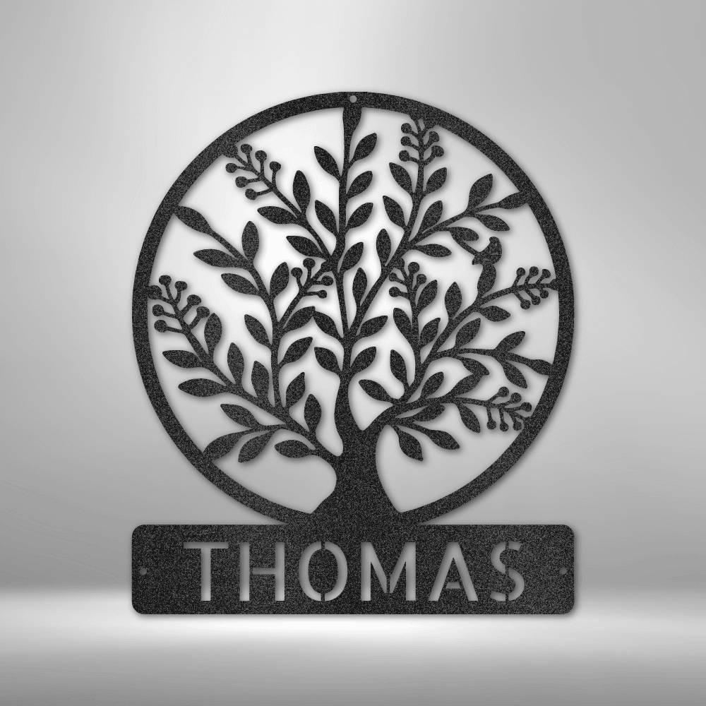 Simple Tree Monogram - Steel Sign - Mach Crafts