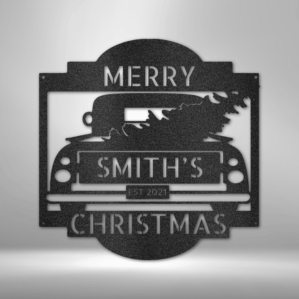Christmas Truck Monogram - Steel Sign - Mach Crafts