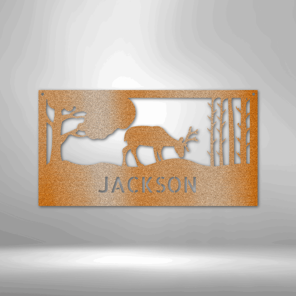 
                  
                    Grazing Deer Monogram- Steel Sign - Mach Crafts
                  
                