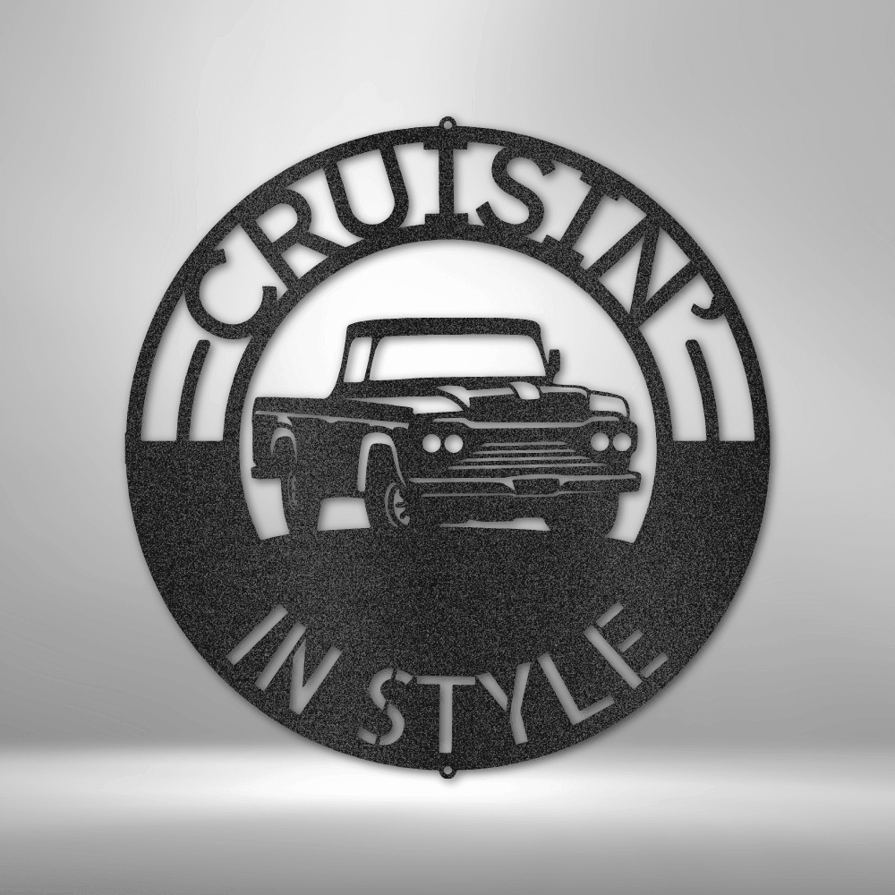 Classic Pickup Truck Monogram - Steel Sign - Mach Crafts