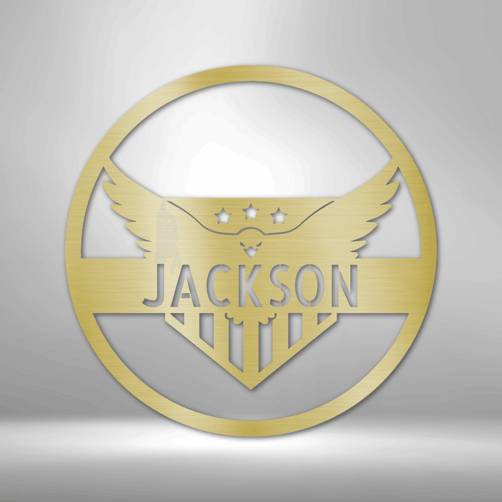 
                  
                    Attacking Eagle Monogram - Steel Sign - Mach Crafts
                  
                