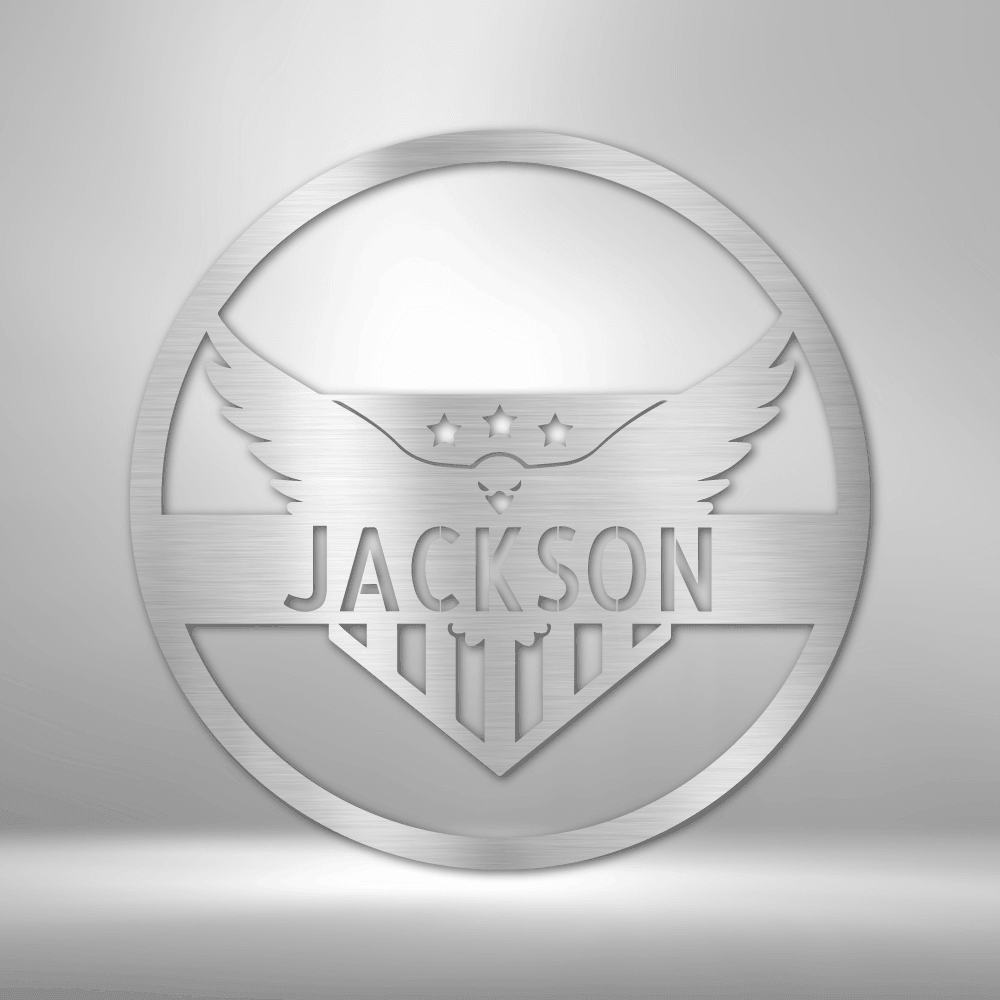 
                  
                    Attacking Eagle Monogram - Steel Sign - Mach Crafts
                  
                