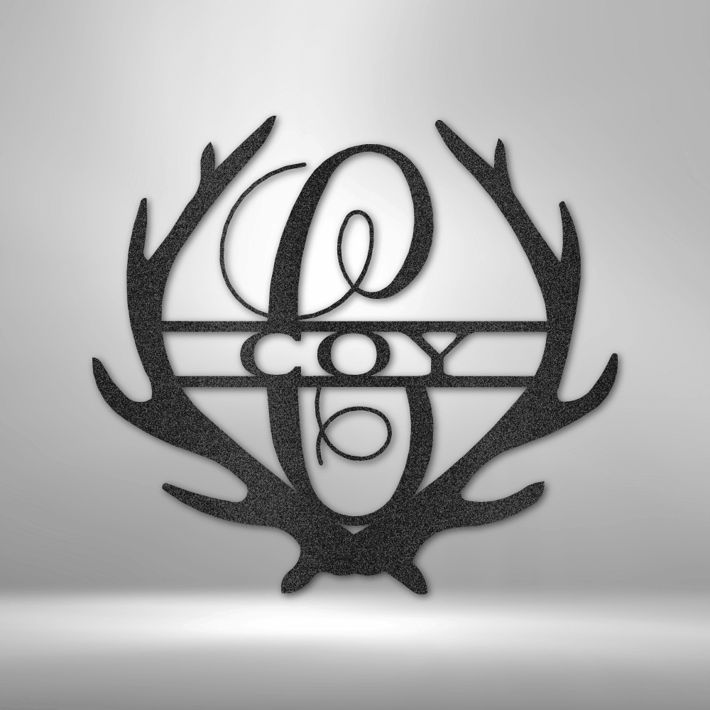 Antler Monogram - Steel Sign - Mach Crafts